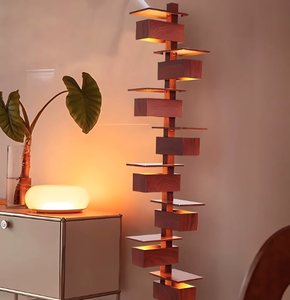 Lampadaire en bois géométrique (design sculptural) - Product Image 4