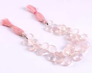 Quartz Rose naturel à facettes coeur Briolette perles de pierres précieuses 10-16mm 7 pouces longueur de brin en gros perles en vrac bijoux - Product Image 3