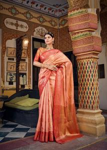 Bollywood hermosa secuencia de seda tejida a mano borlas puras y Sari de pliegue puro - Product Image 6