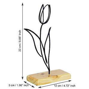 AK โต๊ะทองเหลืองสีดำดีไซน์กุหลาบเคลือบผงสำเร็จรูปพร้อมฐานไม้สำหรับตกแต่งบ้าน/ตกแต่งสำนักงาน - Product Image 4