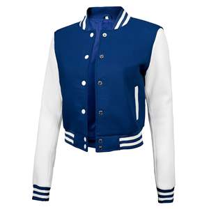100% Breathable Custom <b>Wool</b> Material Made Women Crop Varsity Jacket 2025 Custom Closure Design Crop Jacket Women Varsity Jacket - Product Image 3