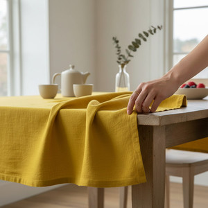 Luxury Cotton <b>Tablecloth</b> Solid Pattern Customizable <b>Square</b> Shape-Eco-Friendly Durable for Elegant Dining Sustainable Home Use - Product Image 1