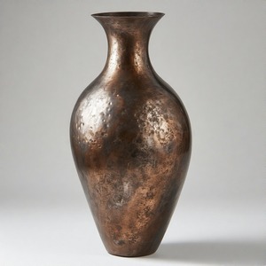 Rusticcharm แจกันทองแดงเก่าที่มีการตกแต่งลวดลายโลหะแจกันตั้งพื้นลายดอกไม้ออกแบบนูนตกแต่งบ้านเน้นข้อความ - Product Image 1