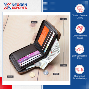 Portefeuille en cuir PU pour homme de qualité supérieure, design attrayant, haute efficacité, fermeture éclair vintage, au prix du marché, provenant d'un revendeur indien - Product Image 3