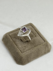 Anillo de plata de ley con forma de corazón de piedras preciosas de amatista hecho a mano, anillo de plata 925 de Jaipur, joyería de piedra natal de febrero para mujer - Product Image 3