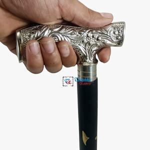 Bastón de Madera Negro de Tres Pliegues, Estilo Art Deco, Chapado en Níquel y Latón de Alta Calidad, el Mejor Regalo para Abuelo o Abuela - Product Image 4