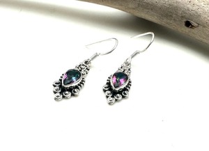 925 argent Sterling fait à la main pierres précieuses Spinner mystique topaze boucles d'oreilles 925 timbre meilleure qualité cadeau de mariage femmes et filles boucles d'oreilles - Product Image 3