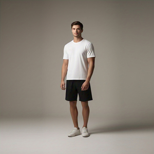 Summer Jogging Wear <b>Shorts</b> Two Piece Set <b>Men</b> <b>White</b> Shirt Black <b>Shorts</b> Set <b>Men</b> Casual Lightweight Street Style <b>Shorts</b> Two Piece - Product Image 5