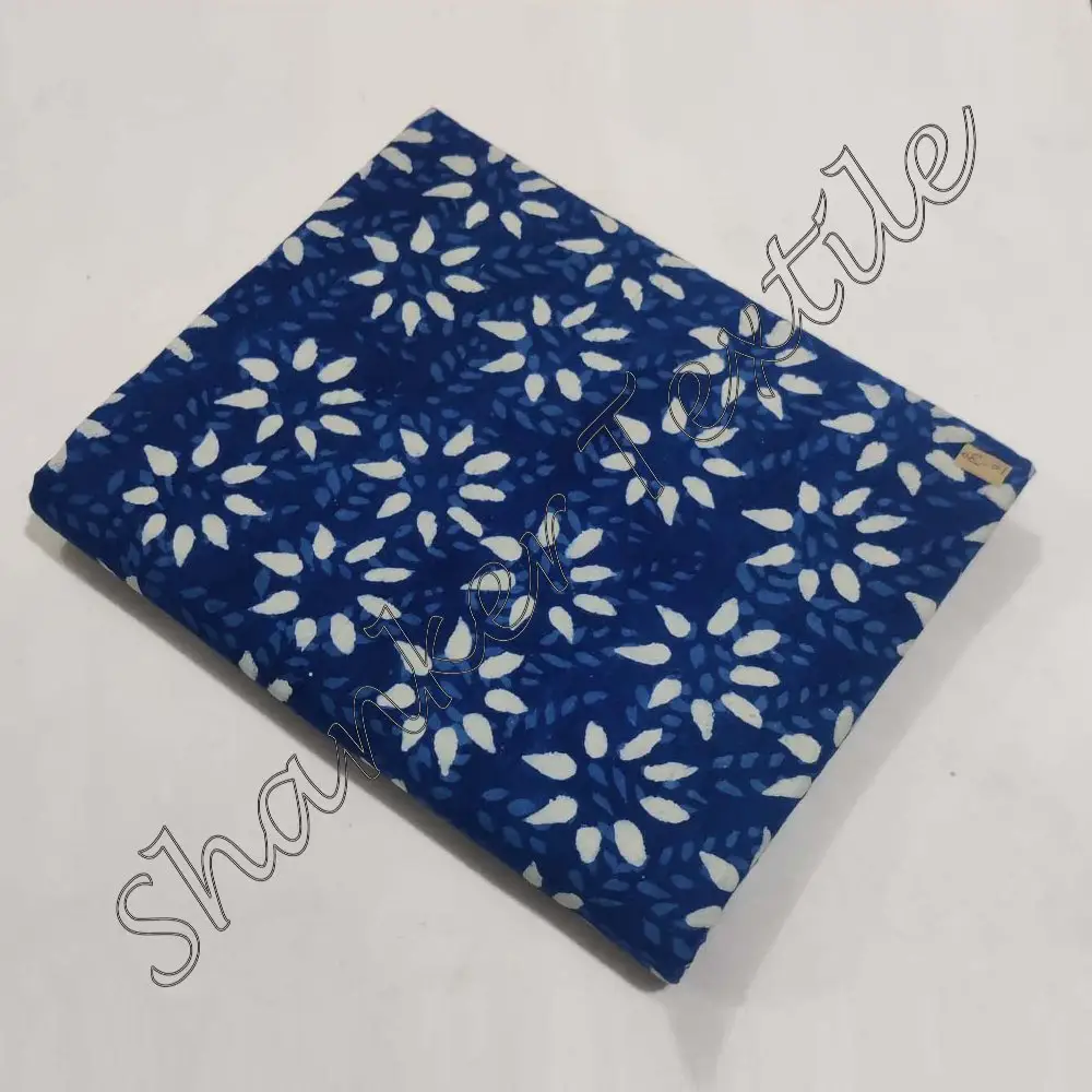 Nouveau bloc de main Indigo Dabu imprimé pur coton tissu couture Design de mode impression tissu vêtements bloc de main Jaipuri Sanganeri