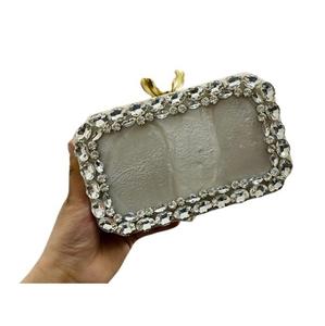 Guru Kirpa Export Luxury Wedding Clutch Bag Patrón de leopardo Evil Eye Marco de metal Perla Logotipo personalizado Bolso de noche de moda - Product Image 6