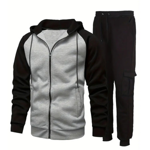 ชุดวอร์มผู้ชายแบบมีฮู้ดสำหรับฤดูหนาว  ผ้าระบายอากาศได้ดี น้ำหนักเบา  ไซส์ใหญ่ เอวยางยืด แขนสั้น ทรงปกติ - Product Image 1