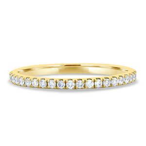 Ensemble demi-pavé à la mode belle bague de mariage ronde en diamant Moissanite taille brillante en or jaune bague en gros cadeau pour elle - Product Image 3