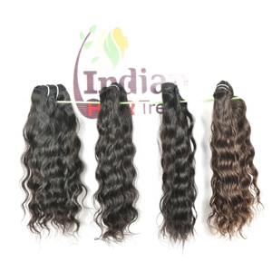 Extensions de cheveux humains vierges indiens non traités de qualité naturelle, ondulés, cuticules alignées, noirs, en vrac pour tissage - Product Image 5