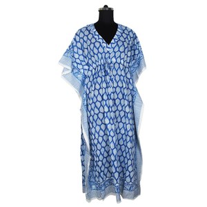 Kaftan long imprimé soie de Dubaï 2025 Anokhi Caftan Maxi robe imprimé bloc floral vêtements de détente Anokhi Kaftan - Product Image 5