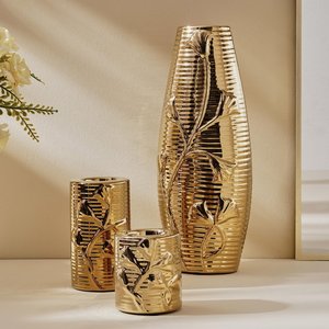 Floreros Elegantes y Modernos de Aluminio para Piso con Diseño de Tallo, Decorativos de Alta Calidad, 32.5x12.5 cm, para Bodas - Product Image 1