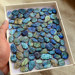 หินลาบราดอไรต์สีฟ้าธรรมชาติแกะสลักอัญมณีหลวมคริสตัลหลายฉูดฉาดสำหรับทำเครื่องประดับหินฮวงจุ้ย - Product Image 6