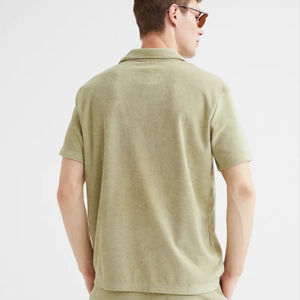 Camisa Blanca de Manga Corta para Hombre, Corte Regular, Informal, Tejida, Transpirable, de Color Sólido, con Cuello Camisero, Estampado Digital, Logotipo Personalizado - Product Image 2