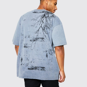 T-shirts surdimensionnés vintage pour hommes T-shirt à manches courtes en coton Baggy Crewneck Streetwear délavé à l'acide - Product Image 5