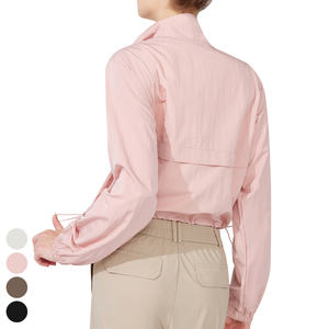 Dos simple et devant à la mode femmes bloc de couleur pull court veste courte et ensemble court - Product Image 1