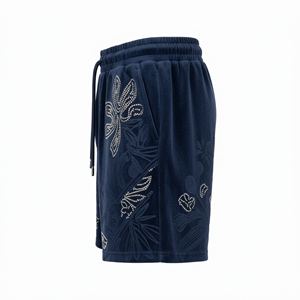 Men's <b>Shorts</b> Velour Heavyweight Rhinestone Embroidery Solid Eco-Friendly Streetwear Baggy <b>Y2K</b> Hip Hop Casual Gym Sweat <b>Short</b> - Product Image 3