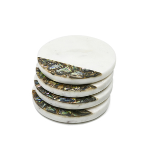 Premium Indian White <b>Marble</b> <b>Coaster</b> Set Brass Inlay Custom Size Eco-Friendly Modern 4" Diameter Stylish Table Decor Home Hotel - Product Image 5