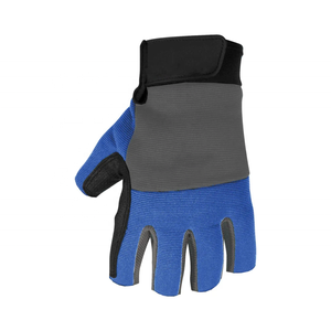 Gants de pêche personnalisés en gros, demi-doigts, bleu-gris, en matière synthétique, fermeture auto-agrippante, unisexe, toutes saisons - Product Image 1