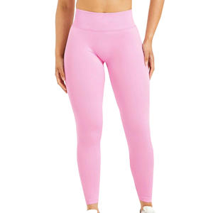 Pantalones de yoga sin costuras de cintura alta para mujer Legging de color sólido con control de barriga push-up y diseño de cintura media para entrenamientos - Product Image 3