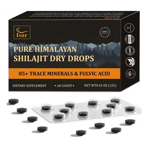 OEM 100% Pure Himalayan Shilajit <b>Tablets</b> 500 mg High Strength Shilajit <b>Tablets</b> Rich in 82% Fulvic Acid and 85+ Trace Minerals - Product Image 1