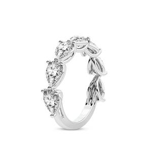 Joyería de lujo personalizada 18K oro blanco real forma de pera corte punta ajuste laboratorio cultivado anillo de diamante para mujeres con certificado IGI - Product Image 2