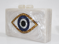 Sac de soirée en acrylique en forme de boîte Evil Eye Design exclusif Embrayage à bandoulière à la mode pour dames