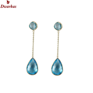 Boucles d'oreilles classiques à la mode, vente chaude, argent sterling 925, pierre précieuse topaze bleue, boucles d'oreilles pendantes, cadeau de mariage, bijoux - Product Image 2