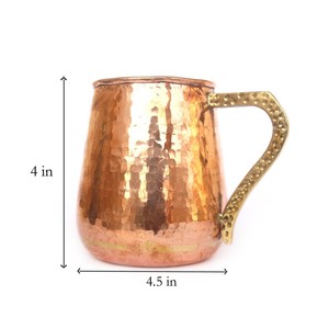 Tasse à bière Moscow Mule 16 oz en cuivre avec poignée en laiton Accessoires de bar pour la maison et la fête Matériau métallique - Product Image 1