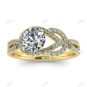 Moissanite Diamond 14K oro blanco antiguo Twisted Halo compartido Prong Infinite Pave a juego nupcial promesa boda banda para mujeres - Product Image 2