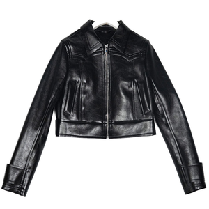 แจ็กเก็ตหนังแกะคุณภาพสูงสำหรับผู้หญิงหรูหราแนวคิด Moto คลาสสิกปกตั้งและดูเข้ารูปร่วมสมัย - Product Image 5