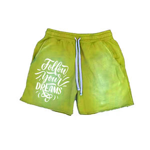 Venta al por mayor Streetwear grueso cordón Vintage sudor corto lado dos bolsillos lavado ácido corto para Unisex - Product Image 6