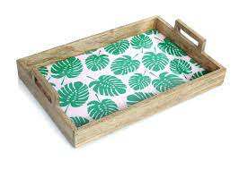 Plateau de service en bois imprimé, plateau artisanal décoratif pour le thé, les collations et la décoration, plateau en bois imprimé coloré au meilleur prix - Product Image 6