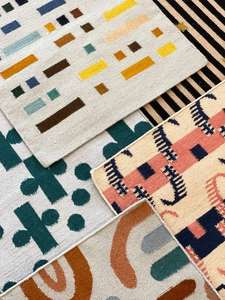 Diseño de ajedrez personalizado alfombras de lana precio al por mayor fabricante indio técnica de tejido plano barato de TEXTILES INDIOS H/L - Product Image 5