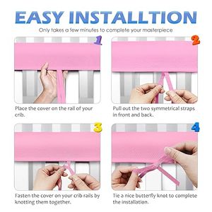 Cubiertas de riel de cuna para dentición, Tira protectora de borde de cubierta de riel de dentición de cuna anticolisión transpirable suave - Product Image 2