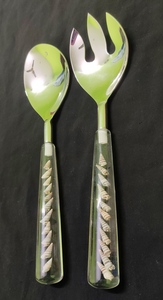 Ensemble de cuillères à salade 2 pièces de haute qualité en acier inoxydable clair Turquoise époxy vadrouille résine métal mesure cuillères à miel - Product Image 4