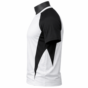 Camiseta Deportiva para Hombre con Paneles en Contraste, Estilo Raglán, Personalizable, Blanca y Negra, Transpirable, de Poliéster, para Entrenamiento en el Gimnasio - Product Image 3