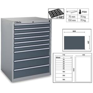 Commode fixe industrielle BETA avec armoire à outils à 9 tiroirs - Product Image 1