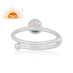 Anillo apilable de piedra lunar arcoíris Natural de plata esterlina fina de Venta caliente, fabricante de joyas - Product Image 4