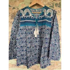 Chemisier Col V - Bleu Marine Tissu Popeline Tricoté de Haute Qualité Broderie Dentelle Décoration Tailles 4XL XL Mode Quotidienne Vintage pour le Travail - Product Image 1