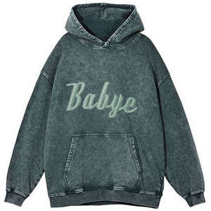 Sweat à capuche surdimensionné en coton lavé à l'acide Vintage Heavyweight 500 GSM French Terry No String - Product Image 1