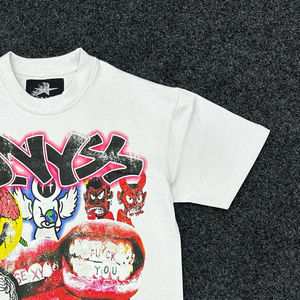 Camiseta de Cuello Redondo para Hombre, Tejido Jersey Grueso, Estampada, con Logotipo Personalizado, Diseño Liso, Corte Regular, 100% Algodón, OEM - Product Image 4