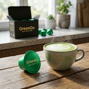 Cápsulas de Matcha Instantáneo GreenGo - Grado Ceremonial Verde Esmeralda Premium, Preparación con un Solo Botón para Máquinas de Espresso - Product Image 1