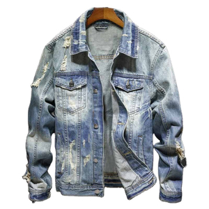 Denim Jean Fourrure Vestes Hommes Jeans Hommes Personnalisé pour la Vente en Gros Recadrée Surdimensionné Conçu Personnaliser en Détresse Veste pour Hommes - Product Image 3