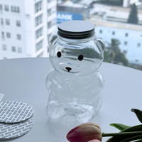 Pot en plastique PET en forme d'ours de haute qualité de 500ml avec bouchon en aluminium et trou de paille prêt en stock de l'usine du Vietnam