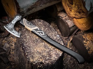 Wholesale Customized OEM ODM Cutlery Factory Professional Damascus <b>Survival</b> Camping Easy Grip Hand Forged Functional Viking <b>Axe</b> - Product Image 4