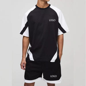 Ensemble T-shirt et short homme été 2025 en polyester/coton, coupe classique, respirant, léger, séchage rapide, manches courtes, couleur unie, grandes tailles - Product Image 1